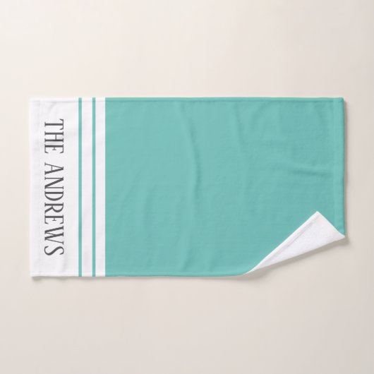 Elegantes Aquamarines Mit Monogramm Badetuch Set (Handtuch)