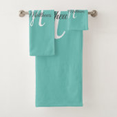 Elegantes, Aquamarines Monogramm erstes Badetuch-S Badhandtuch Set (Insitu)