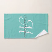 Elegantes, Aquamarines Monogramm erstes Badetuch-S Badhandtuch Set (Handtuch)