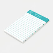 Elegantes Aquamarines Monogramm-Geschäft Post-it Klebezettel (angewinkelt)