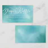 Elegantes Aquamarines Ombre Diaper Raffle Ticket Begleitkarte (Vorne/Hinten)