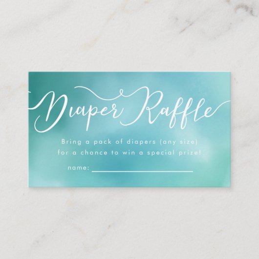 Elegantes Aquamarines Ombre Diaper Raffle Ticket Begleitkarte (Vorderseite)