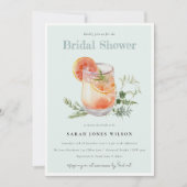 Elegantes Aquamarines Orange Green Cocktail Brautp Einladung (Vorderseite)