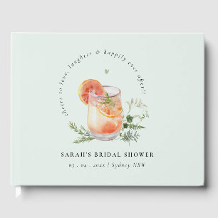 Elegantes Aquamarines Orange Green Cocktail Brautp Gästebuch