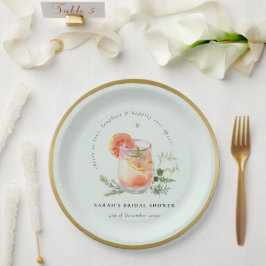 Elegantes Aquamarines Orange Green Cocktail Brautp Pappteller