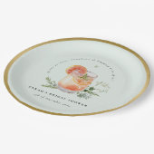 Elegantes Aquamarines Orange Green Cocktail Brautp Pappteller (Schrägansicht)