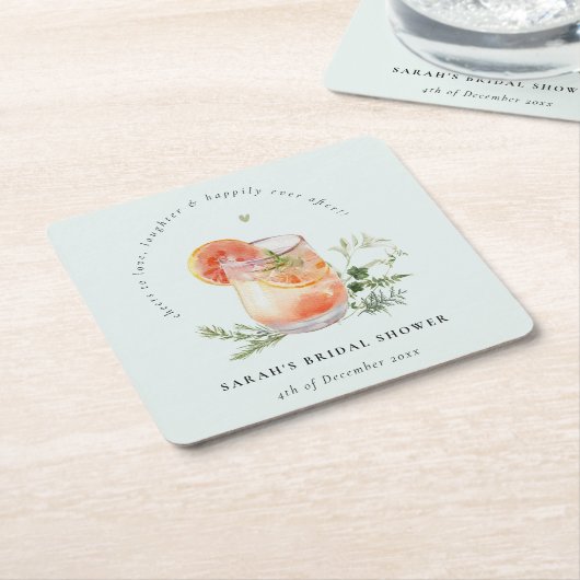 Elegantes Aquamarines Orange Green Cocktail Brautp Rechteckiger Pappuntersetzer (angewinkelt)