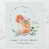 Elegantes Aquamarines Orange Green Cocktail Brautp Weinetikett (Einzelnes Label)