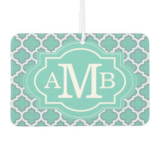 Elegantes, Aquamarines Quatrefolienmuster - Benutz Autolufterfrischer (Vorderseite)