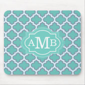 Elegantes, Aquamarines Quatrefolienmuster - Benutz Mousepad (Vorne)