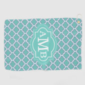 Elegantes Aquamarines Quatrefolienmuster kundenspe Golfhandtuch (Horizontal)
