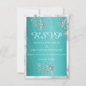 Elegantes Aquamarines Rhinetsone Jewel mit Marmorg RSVP Karte (Vorderseite)