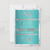 Elegantes Aquamarines Rhinetsone Jewel mit Marmorg RSVP Karte (Rückseite)