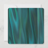 Elegantes Aquamarines Satin und Pfauenhochzeit Ein Einladung (Rückseite)