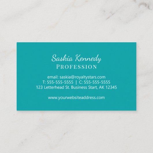 Elegantes Aquamarines Script Beruflich Monogram Visitenkarte (Rückseite)