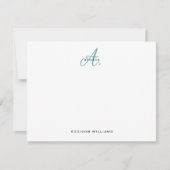Elegantes Aquamarines Script Monogram Mitteilungskarte (Vorderseite)
