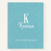 Elegantes, aquamarines Skriptnamen-Rezept Notizblock (Vorderseite)