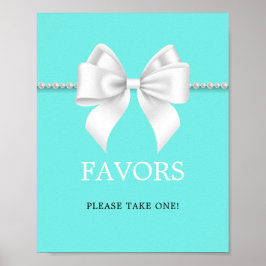 Elegantes Aquamarines Tiffany Baby Shower Guest Fa Poster