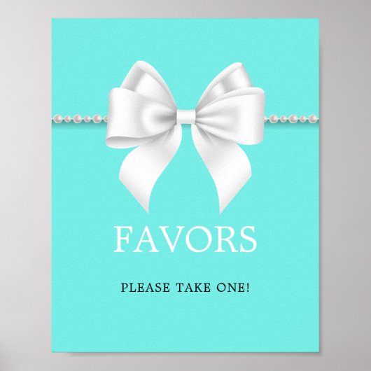 Elegantes Aquamarines Tiffany Baby Shower Guest Fa Poster (Vorne)