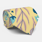 Elegantes Aquamarines und beige Foliage Blumenmust Krawatte (Gerollt)