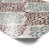 Elegantes Aquamarines und braunes Damasketmuster a Fotodruck (Ecke)