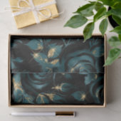 Elegantes Aquamarines und Gold Rose Blumenmuster Seidenpapier (Geschenk)