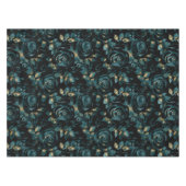 Elegantes Aquamarines und Gold Rose Blumenmuster Tischdecke (Vorderseite (Horizontal))