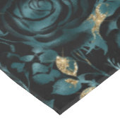 Elegantes Aquamarines und Gold Rose Blumenmuster Tischdecke (Schrägansicht)