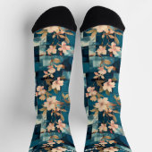 Elegantes Aquamarines und korallenfarbenes Patchwo Socken (Oben)