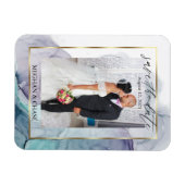 Elegantes Aquamarines und Lila Foto Save the Date Magnet (Horizontal)