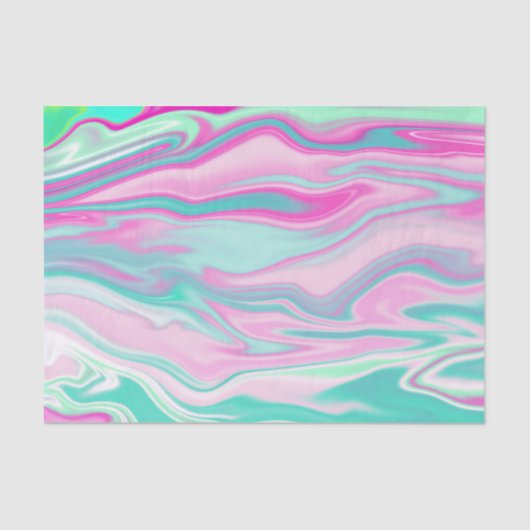 Elegantes Aquamarines und rosa Marmormuster Seidenpapier (Vorderseite)