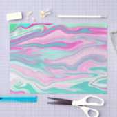 Elegantes Aquamarines und rosa Marmormuster Seidenpapier (Handwerk)