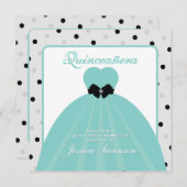 Elegantes Aquamarines und Schwarzes Formalgown Qui Einladung (Vorne/Hinten)