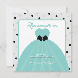 Elegantes Aquamarines und Schwarzes Formalgown Qui Einladung