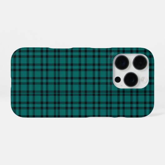 Elegantes Aquamarines und schwarzes Tartan-Kariert iPhone Hülle (Rückseite (Horizontal))