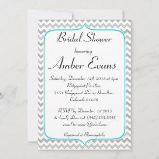 Elegantes Aquamarines und Zickzack Brautparty Einladung