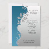 Elegantes Aquamarines Verziertes Silver Holly Weih Einladung (Vorderseite)