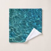 Elegantes, aquamarines Wassermuster Seewellen Badhandtuch Set (Waschlappen)