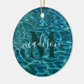 Elegantes, aquamarines Wassermuster Seewellen Keramik Ornament (Links)