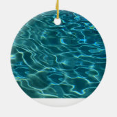 Elegantes, aquamarines Wassermuster Seewellen Keramik Ornament (Hinten)