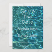 Elegantes, aquamarines Wassermuster Seewellen Save The Date (Vorderseite)