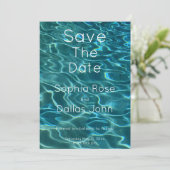 Elegantes, aquamarines Wassermuster Seewellen Save The Date (Stehend Vorderseite)