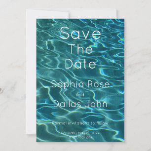 Elegantes, aquamarines Wassermuster Seewellen Save The Date
