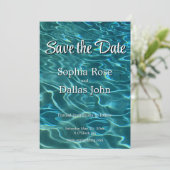 Elegantes, aquamarines Wassermuster Seewellen Save The Date (Stehend Vorderseite)