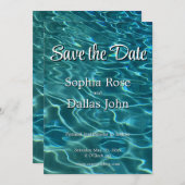 Elegantes, aquamarines Wassermuster Seewellen Save The Date (Vorne/Hinten)