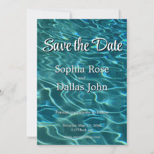 Elegantes, aquamarines Wassermuster Seewellen Save The Date