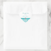 Elegantes aquamarines Wedding Monogramm Save the Herz-Aufkleber (Tasche)
