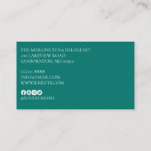 Elegantes Aquamarines Weißstreifen-Monogramm Visitenkarte (Rückseite)