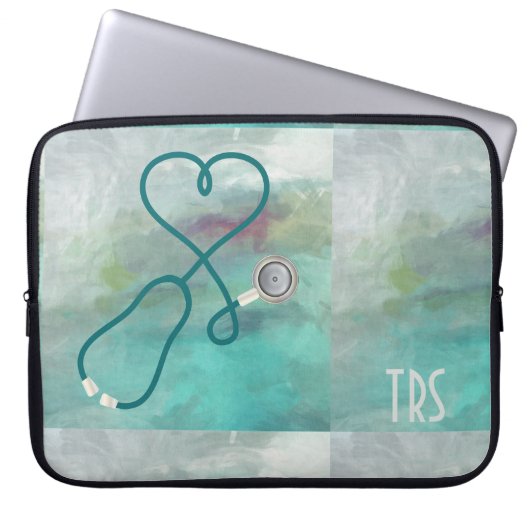 Elegantes Aquarell-Arzt oder Krankenschwester Laptopschutzhülle (Vorderseite)