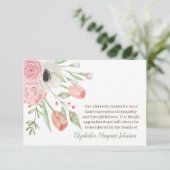 Elegantes Aquarell-Begräbnis- mit Blumentrauerfall Dankeskarte (Stehend Vorderseite)